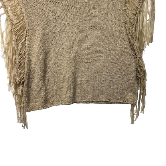 CHICO'S Tarrin Cream/Tan Knit Fringe Poncho Top L/xl - Picture 5 of 16